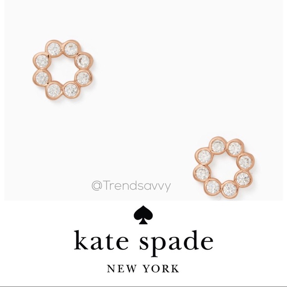 kate spade Jewelry - NWT Kate Spade Rose Gold Circle Crystal Earrings